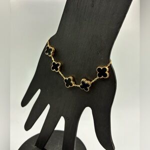 Gold and Black Clover Bracelet